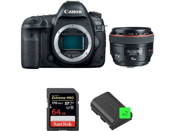 Kit Cámara Reflex CANON EOS 5D Mark IV + EF 50mm f/1.2L USM + SanDisk 64GB + 2 LP-E6N