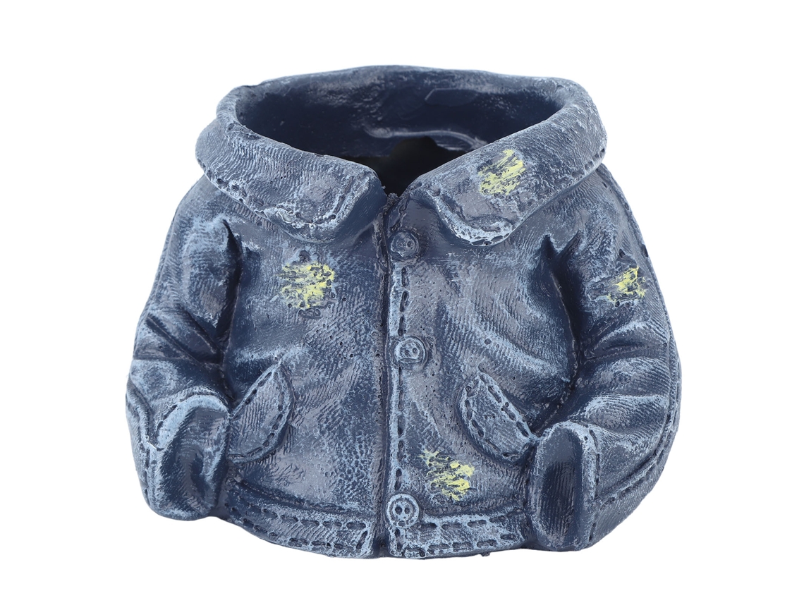 Maceta De Resina Creativa, Diseño Blue Jacket, Decorativa Para Suculentas En El Jardín.