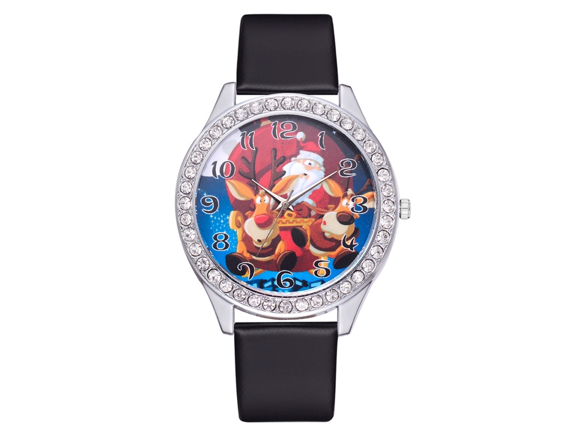 Reloj De Pulsera De Cuarzo Para Mujer Con Correa De Piel Sintética Y Diamantes De Imitación (negro)
