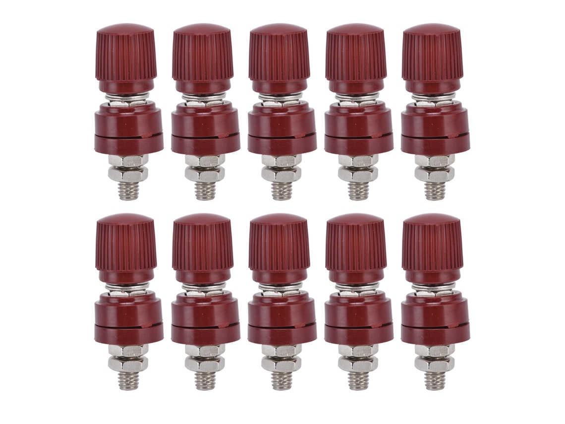 Yncm2026-10 Piezas Bloque Terminal Regulador Voltaje Poste De Unión Inversor M6 0v-380v Rojo 32mm 44mm