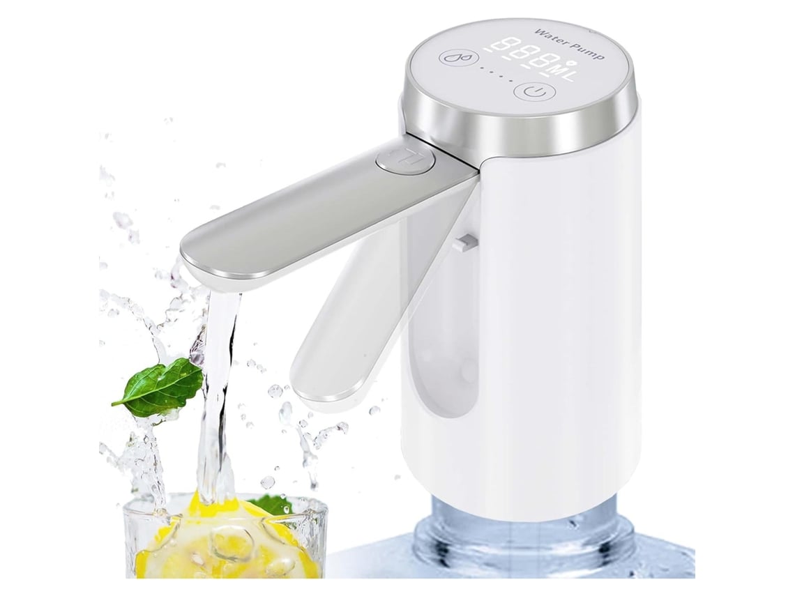 Dispensador De Agua Blanco De 5 Galones - Bomba Recargable - Boquilla Plegable - Pantalla Led Inteligente Y Duradera