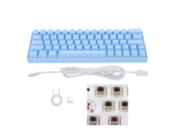 Teclado Mecânico 64 Teclas Luz Branca 3 Modos Layout Ergonômico Switch Marrom Azul Para Win