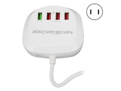 Carregador Usb 4 Portas 36w Qc3.0 Rápido Para Celular Tablet Com Proteção Múltipla Tomada Us 110-240v