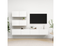Conjunto de 4 muebles de TV con derivados de madera, blanco, DKD HOME DECOR