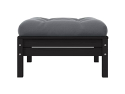 Maison Exclusive - Reposapiés de jardín con cojín color antracita, madera maciza de pino negro.