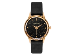 Reloj De Pulsera Para Mujer Con Pedrería Con Estampado Floral Sobre Piel Sintética Rosa Y Roja.
