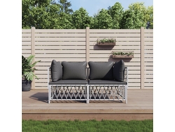 Conjunto de jardín de 2 piezas con cojines, acero blanco, Dkd Home Decor