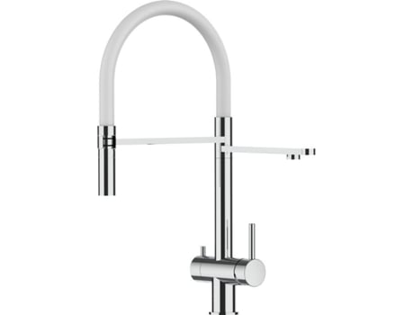 Grifo de Cocina VIZIO 3 Vias Tubo Giratória 360° Acero Pulido Blanco (Acero)