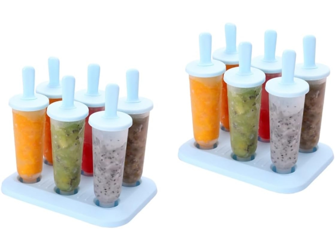Juego de 2 máquinas para hacer helados con 6 cavidades fabricadas en polipropileno de grado alimenticio, fáciles de limpiar y con Vayotoy