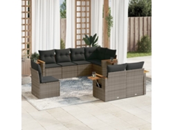 Conjunto de sofá de jardín de 8 piezas con cojines, ratán gris, DKD Home Decor