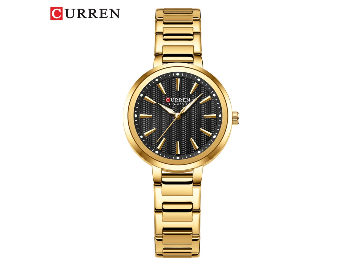 Relógio MDUG Feminino à Prova D'água, Mostrador Pequeno, Estilo Casual, Pulseira de Aço, Dourado e Preto
