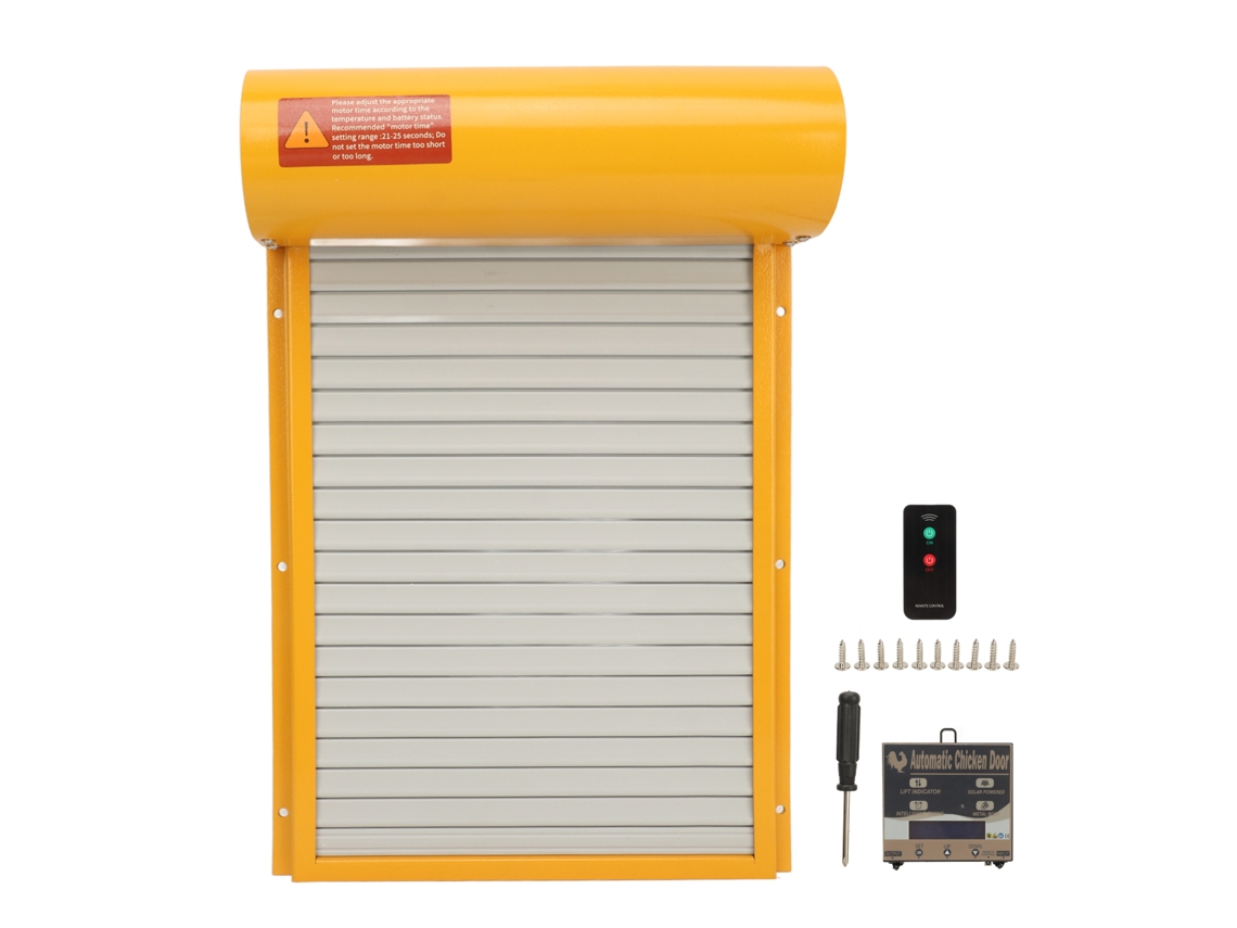 Abridor automático de puerta para gallinero, funciona con pilas, temporizador, sensor de luz, control remoto, pantalla LED, puerta automática manual