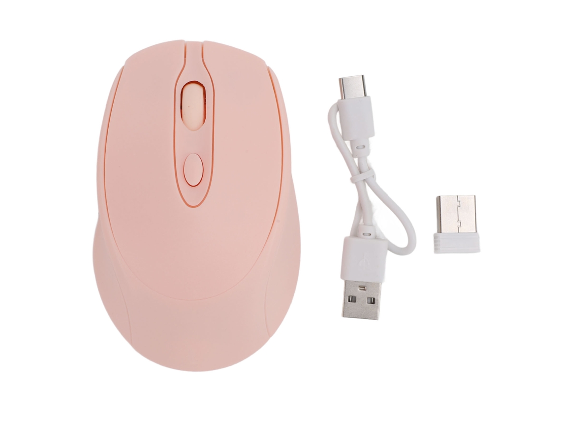 Ratón inalámbrico Bluetooth 5.0 2.4G de modo dual con receptor USB para teléfono móvil, portátil, PC, 800-1600 DPI, silencioso, recargable, rosa