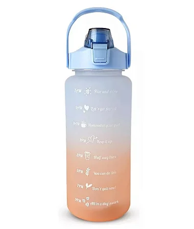 Botella de Agua con Marcador de Tiempo Motivacional 2 Litros Deportes AZUL