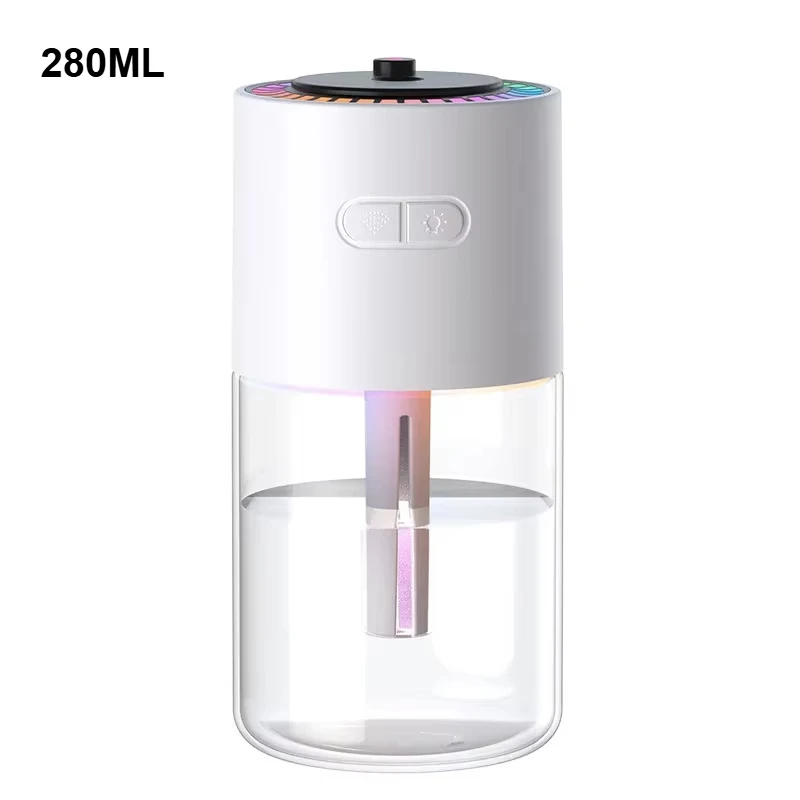 Mini humidificador de aire giratorio para coche con proyector y luz LED, USB eléctrico Mdug (blanco)