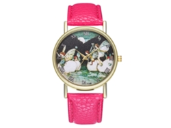 Reloj De Cuello Para Mujer Estilo Moda Estudiante Con Movimiento De Cuarzo Rojo Rosa