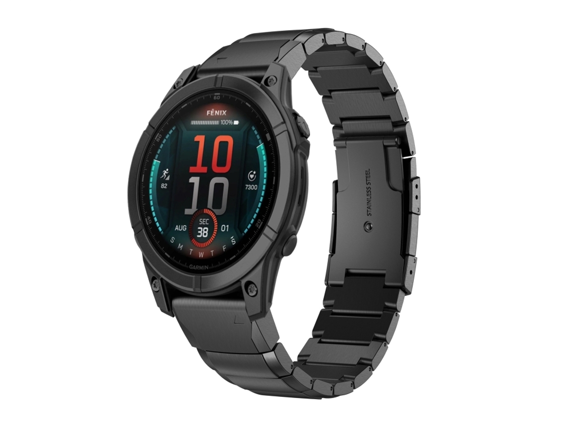 Pulseira para Garmin Fenix 8 Mip (47 mm) - Aço inoxidável - Estampa de capacete Tartaruga (22 mm) Preta