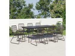 Conjunto de comedor de jardín de 9 piezas DKD Home Decor en mimbre de PVC negro