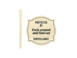 Cartel De Seguridad Para Jardín Con Sistema De Vigilancia Exterior - Madera De 25x25 Cm Con Estaca De 30 Cm