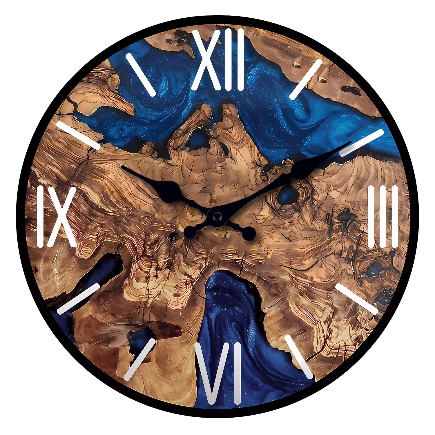 Reloj De Pared De Madera Con Números Romanos Abstractos (14 Pulgadas), Reloj De Cuarzo Silencioso