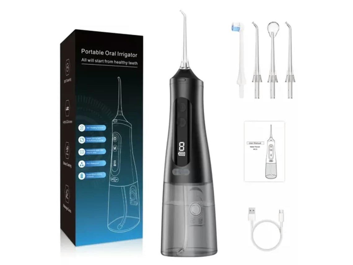 DIGITALLAB Irrigador Bucal Portatil Usb Chorro De Agua Dental 310Ml Negro