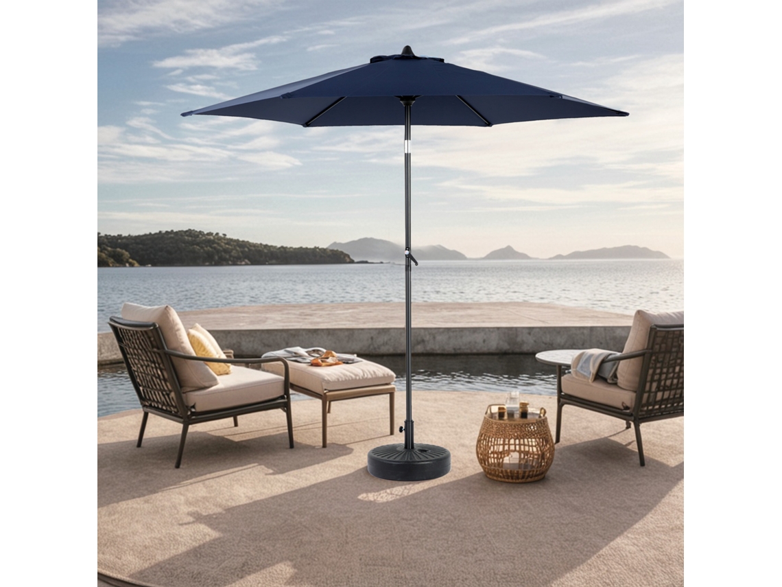 Sombrilla Rectangular Grande De 2,7 M Para Exteriores, De Doble Cara, Con Manivela (azul Marino) (sin Base)