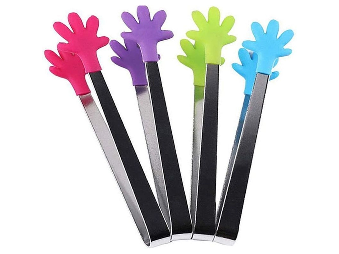 4 Mini Pinzas De Acero Inoxidable Con Cabezal De Silicona, Utensilios De Cocina Ideales Para Magdalenas, Tortitas Y Galletas.