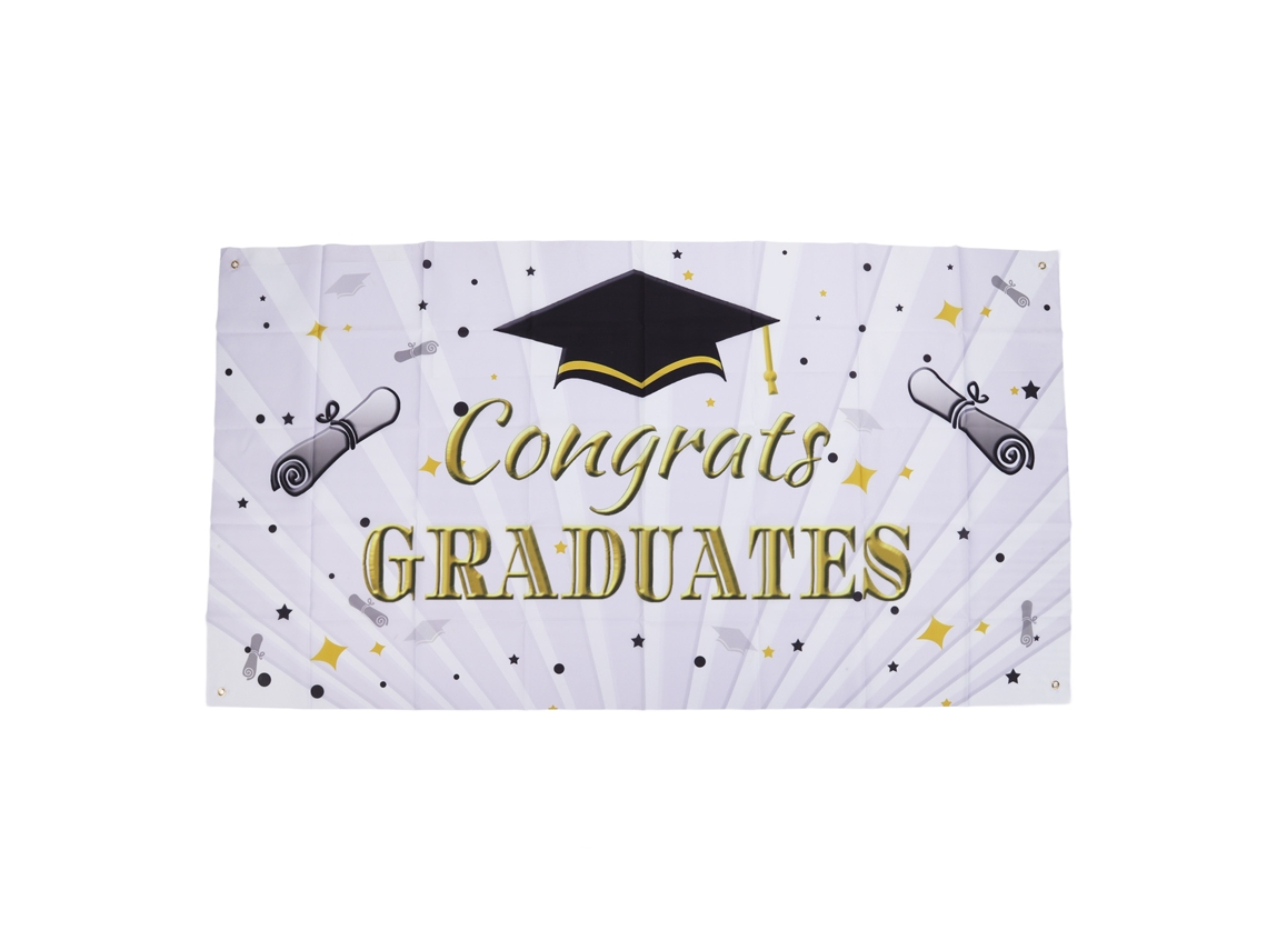 HYMNORA Banderola Graduación Aprox 71x38 Poliéster Duradero Color Fijo 4 Ojales Felicitaciones Graduado