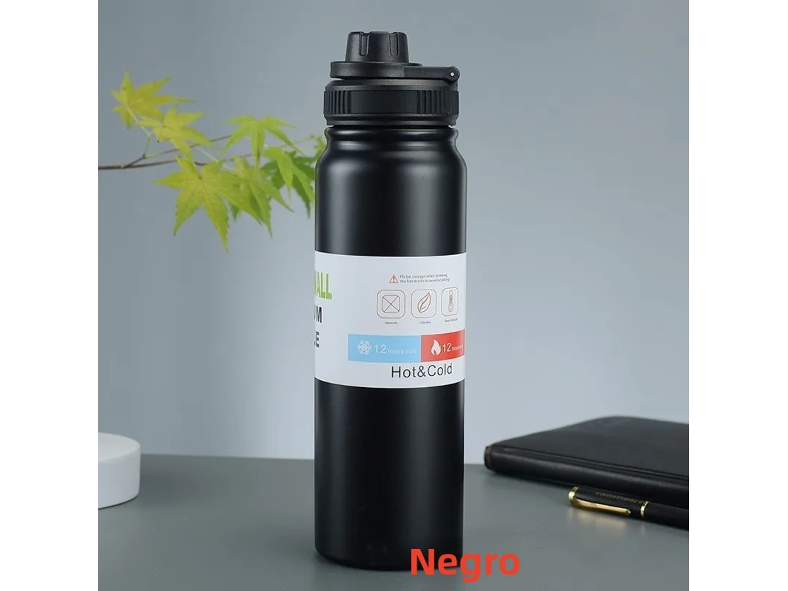 Botella térmica portátil de acero inoxidable con filtro antigoteo para té. Mdug (negra, 600 ml)