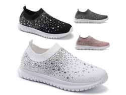 2026-zapatillas Deportivas Mujer Slip On Con Strass Brillante Tela Ligera Casual Nuevas