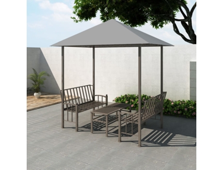MAISON EXCLUSIVE Pérgola de jardín con mesa y bancos 2,5x1,5x2,4 m gris