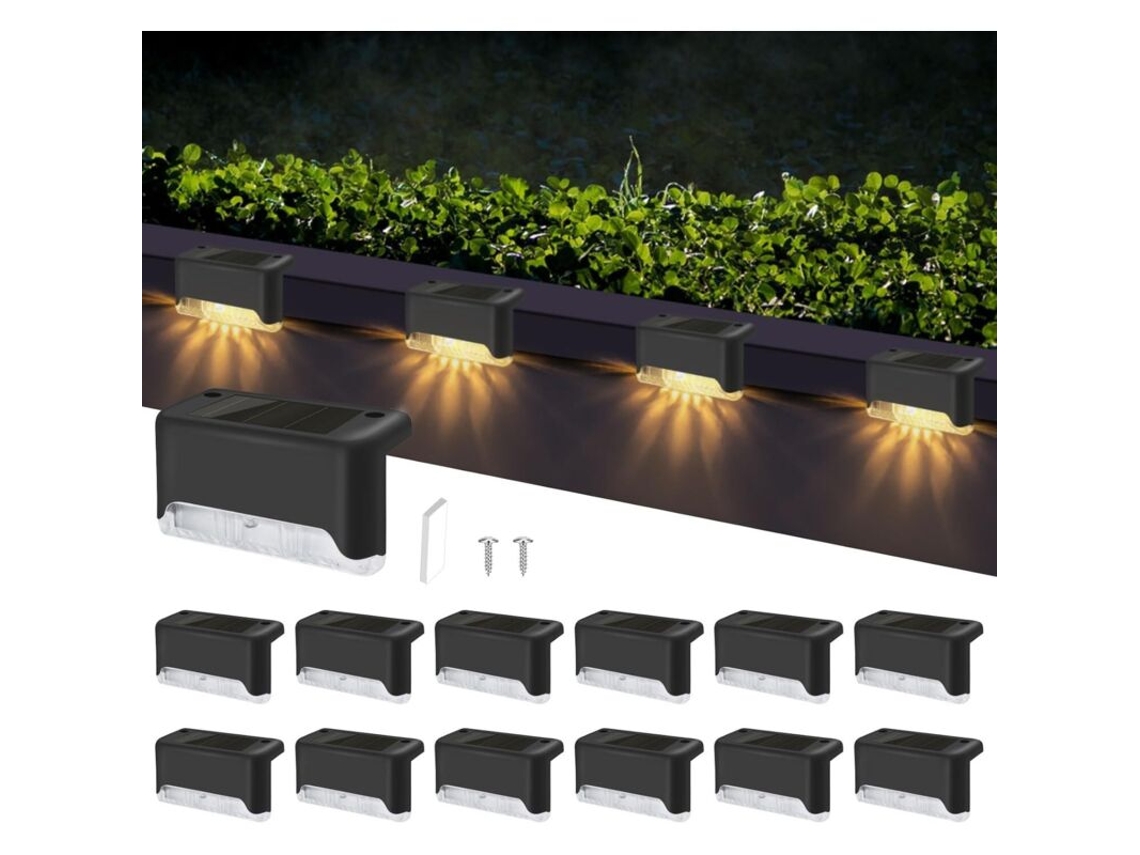 Juego De 12 Luces Solares Para Escaleras Exteriores, Luces Solares