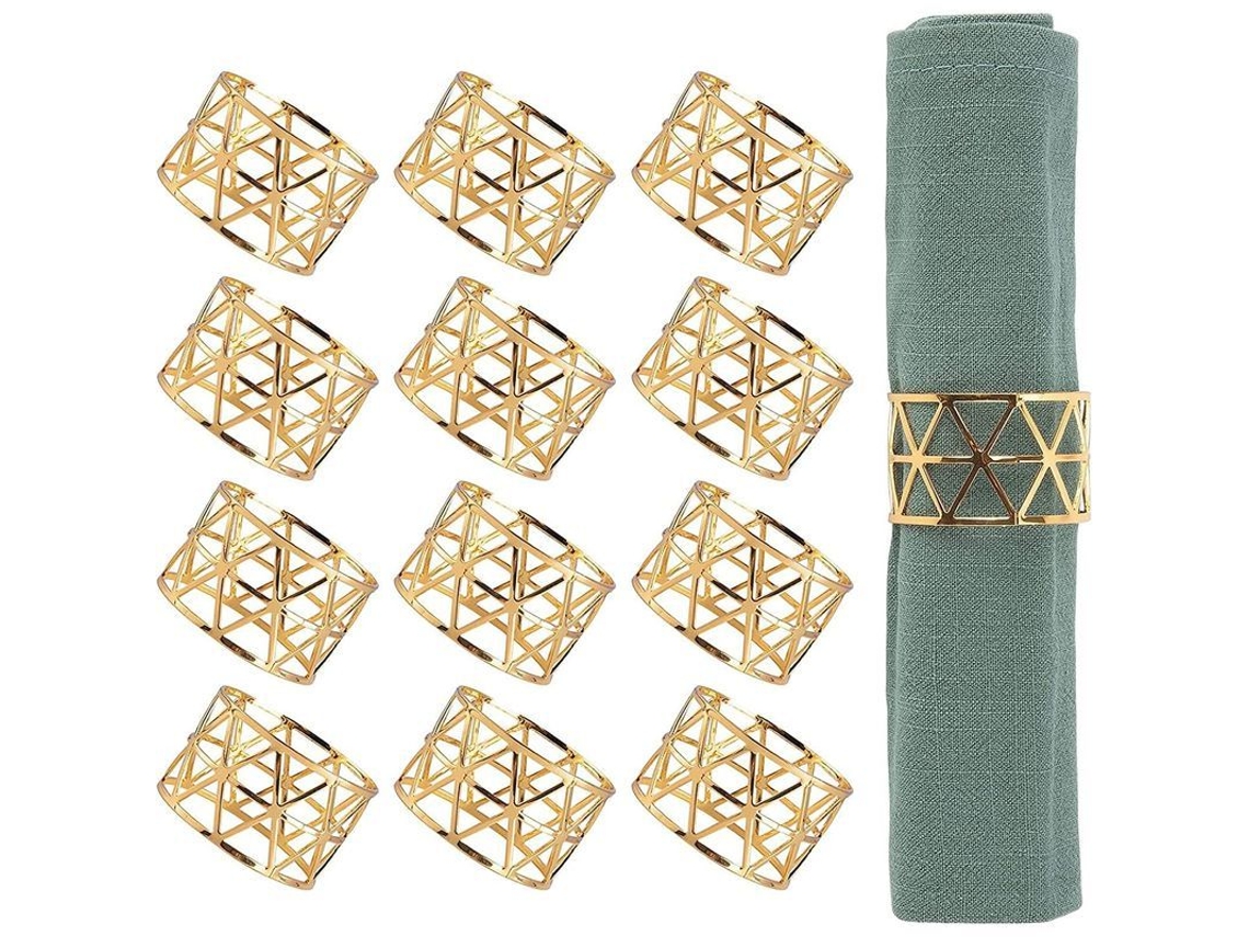 12 Anillos Dorados Para Servilletas, Accesorios De Mesa Para Cenas, Cumpleaños, Navidad Y Fiestas.