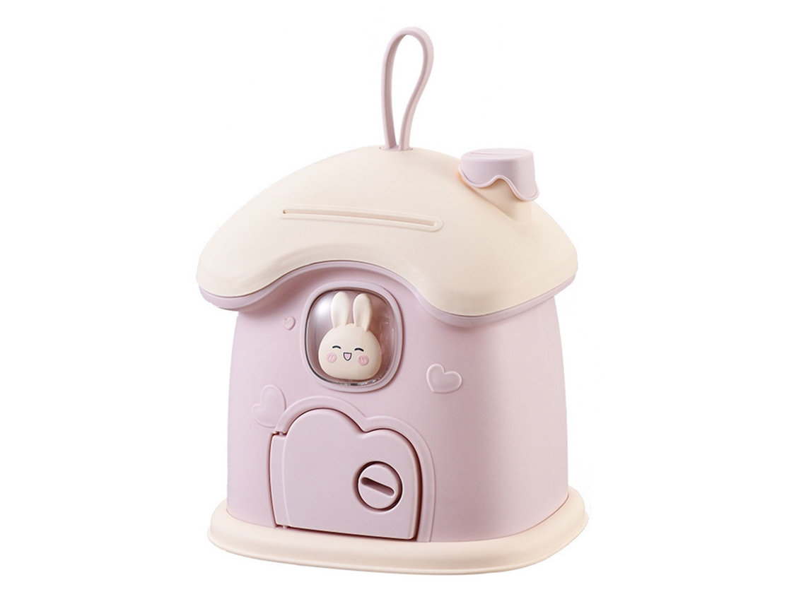Hucha con forma de seta y diseño de conejo, un juguete adorable para niños.