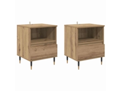 Juego de mesita de noche de 2 piezas hecha a mano de roble 40x35x50 cm MAISON EXCLUSIVE
