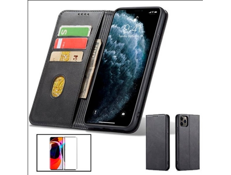 Kit Funda MagneticFlipWallet y Protector de Cristal Templado 5D Full Cover Xiaomi Mi 11T PHONECARE Negro