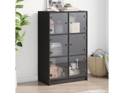 Aparador Alto Con Puertas Madera Ingeniería Negro 68x37x109 Cm