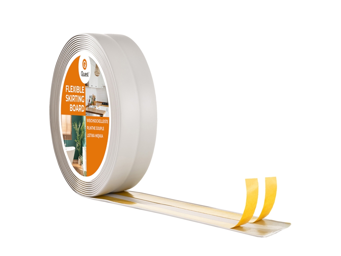 Tira de moldura de PVC de 30 x 30 mm, 5 m, autoadhesiva, elástica, suave, decorativa, gris claro Quest