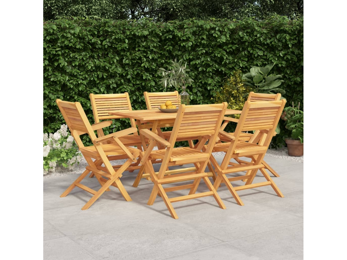Juego de comedor de jardín de 7 piezas DKD Home Decor de madera maciza de teca