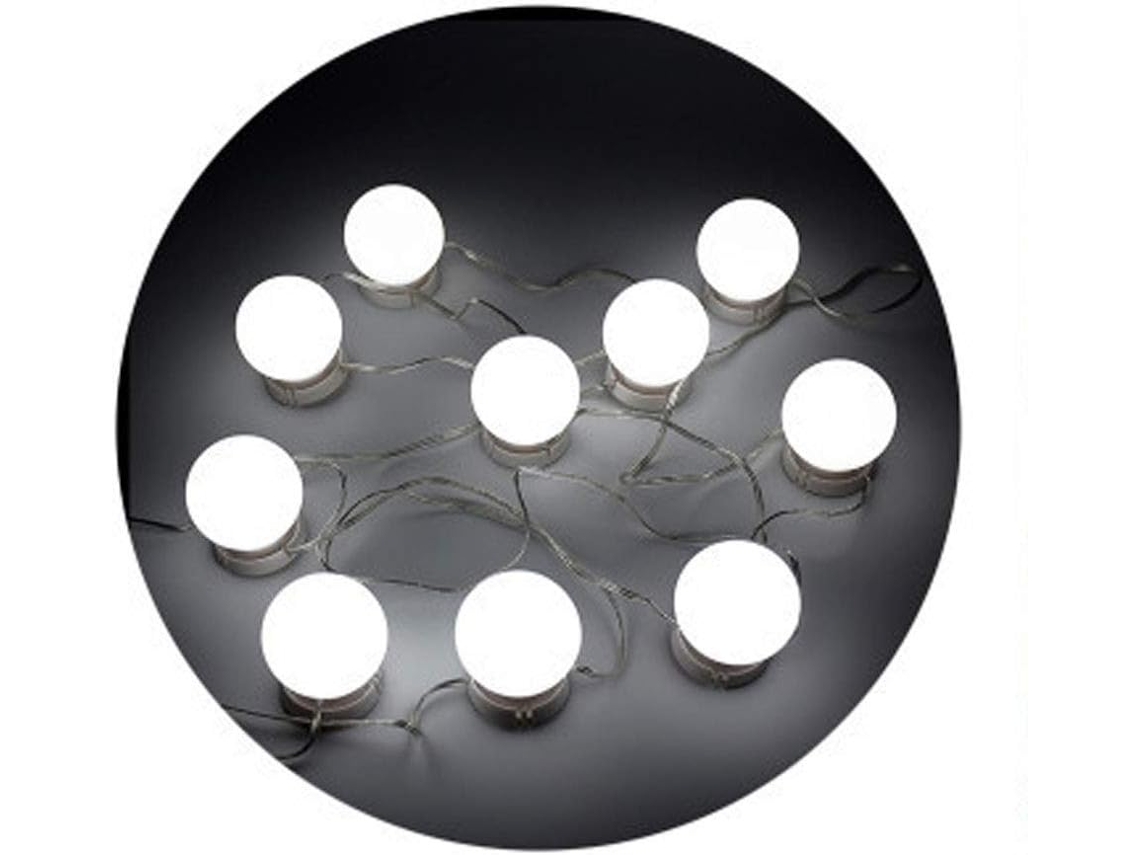 Kit de iluminación para tocador: 10 bombillas LED estilo Hollywood para espejos de maquillaje, con regulador de intensidad y puerto USB — Blanco