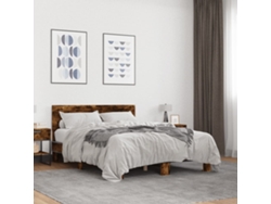 Estructura Cama Madera Ingeniería Metal Roble Ahumado 140x190cm