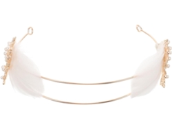 Diadema De Plumas Doradas Para Mujer, Diadema Metálica De Boda Con Adornos De Plumas.