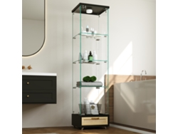 Vitrina Cristal Led Con Cajones 1 Puerta 4 Estantes Negro