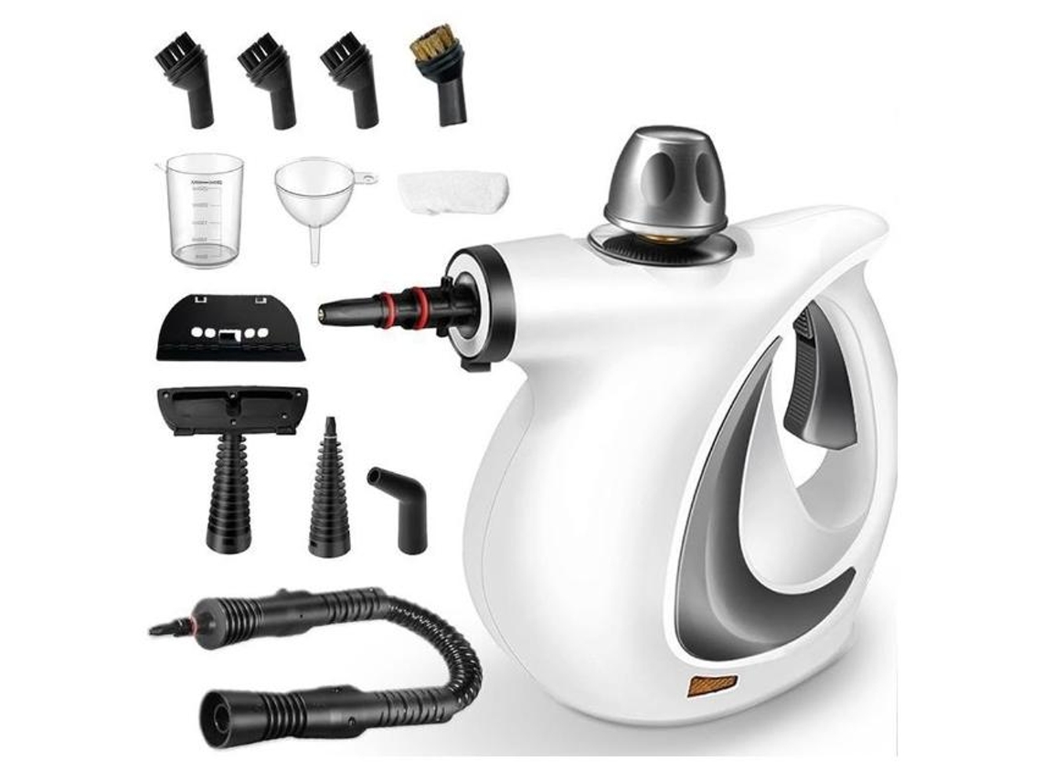 Limpiador a vapor portátil de alta temperatura, 250 ml, con 12 accesorios para limpieza de cocina y coche, blanco Gertiz