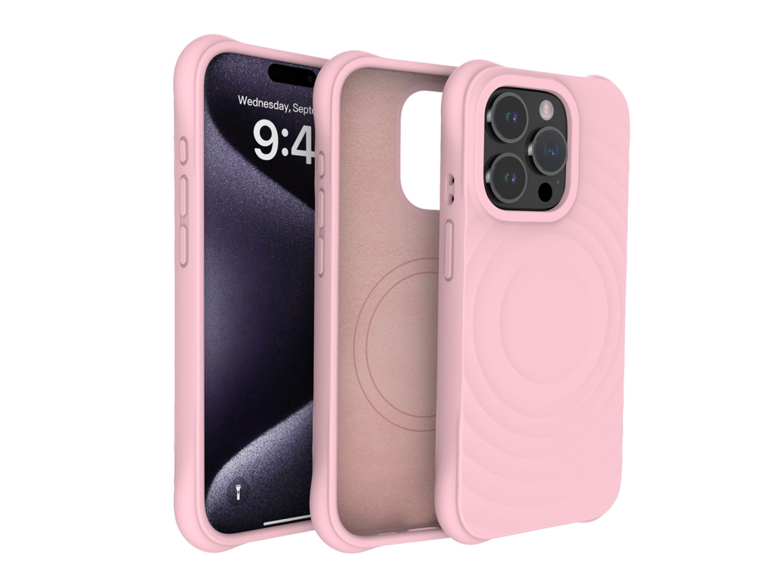 (rosa, Iphone 13 Pro) Funda Magnética Para Iphone, Cobertura Total Con Silicona Líquida.