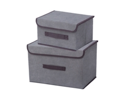 Caja De Almacenamiento De Tela Plegable Con Tapa Para Ropa, Color Gris.