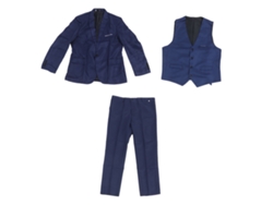 Traje De Hombre De 3 Piezas De Corte Ajustado: Chaqueta, Chaleco Y Pantalón, 1 Botón, Azul Marino, Talla 3xl