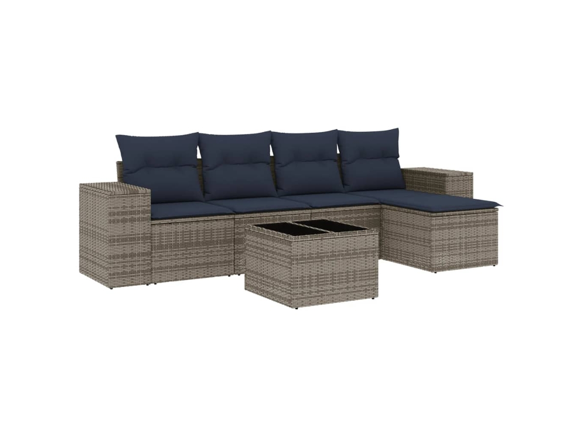 Maison Exclusive - Conjunto De Sofá De Jardín De 6 Piezas Con Cojines, Poliratán Gris