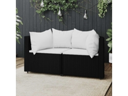 Sofás esquineros de jardín de dos piezas con cojines de DKD Home Decor en ratán negro