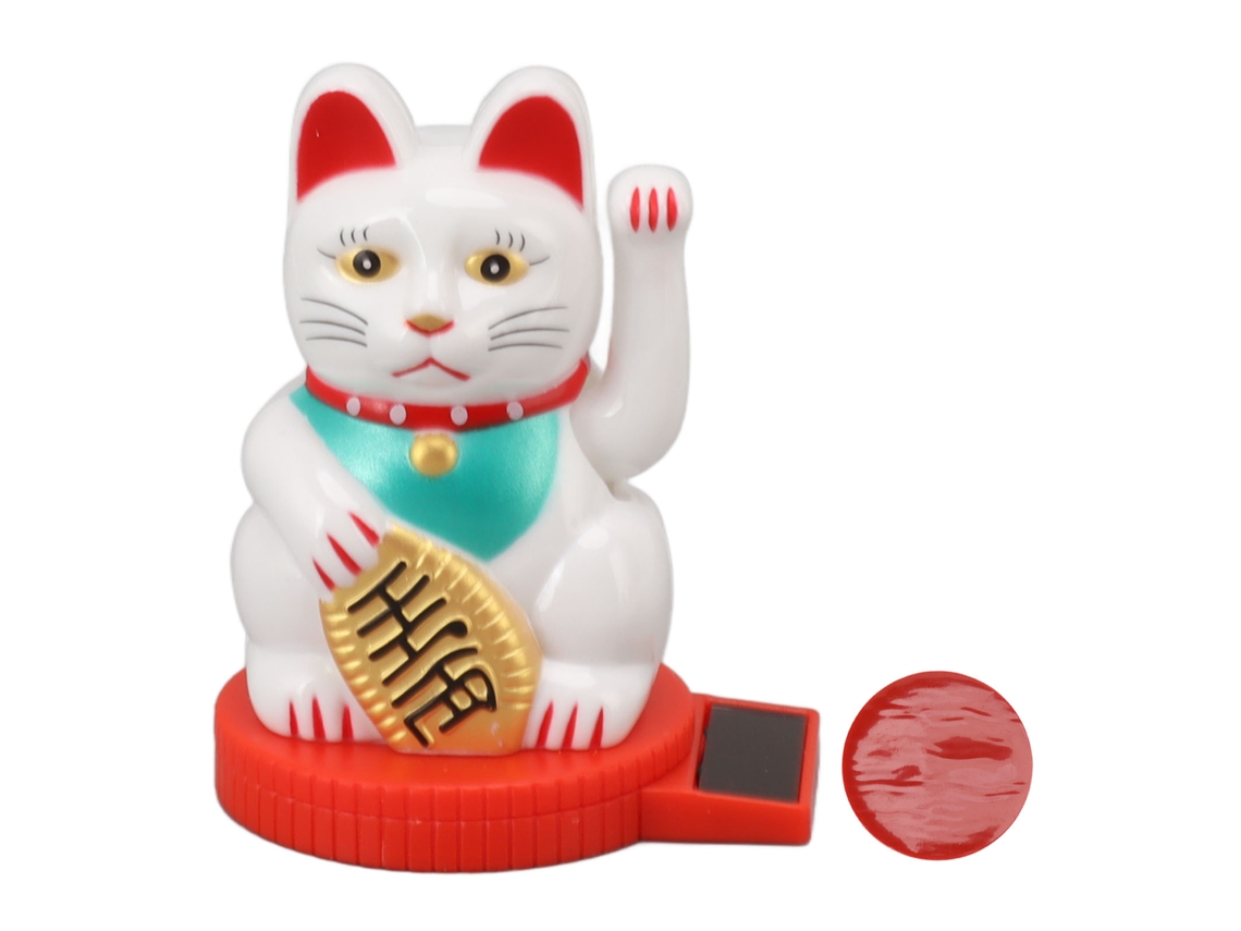 Rebe-gato Da Sorte Com Braço Móvel Solar Para Boas-vindas E Dinheiro Da Fortuna Good Luck Branco